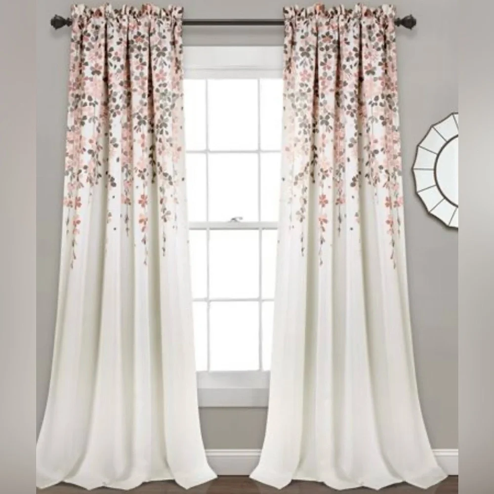 Lush Decor Weeping Flowers Room Darkening Curtain Panel Pair 52"W x 84"L - Picture 1 of 7